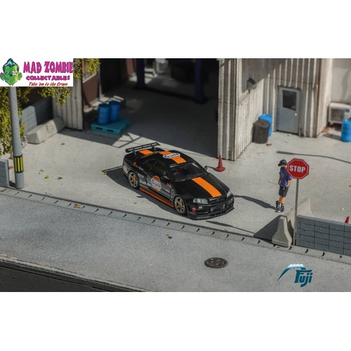 Fuji 1/64 Scale - Skyline GT-R R34 Z-Tune Black Gulf Livery (PRE-ORDER)