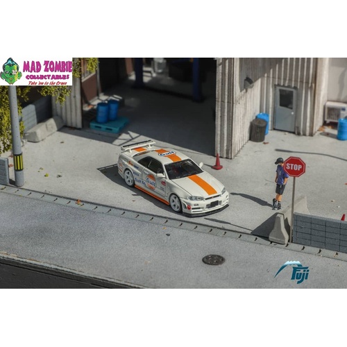 Fuji 1/64 Scale - Skyline GT-R R34 Z-Tune White Gulf Livery (PRE-ORDER)