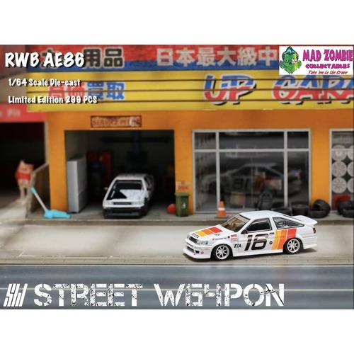 Street Weapon 1/64 Scale - RWB Levin AE86 White TRD #16 (Limited to 299 Pieces World Wide) - PRE-ORDER