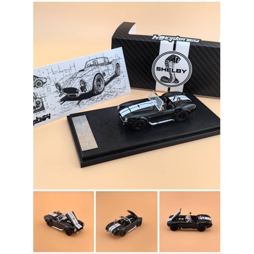 Fine Work 1/64 Scale - Shelby Cobra 427 Black with White Strips - PRE-ORDER