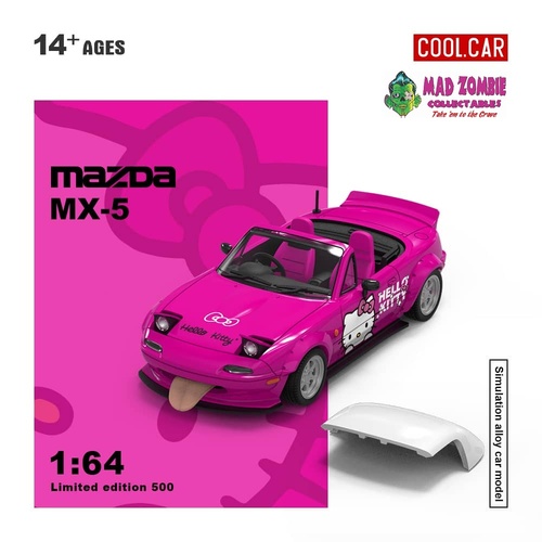 Cool Car 1/64 - MX-5 Eunos Roadster (NA/Miata) Widebody Retractable-Headlight (Deep Pink Kitty) (Limited to 500pcs World Wide) - PRE-ORDER