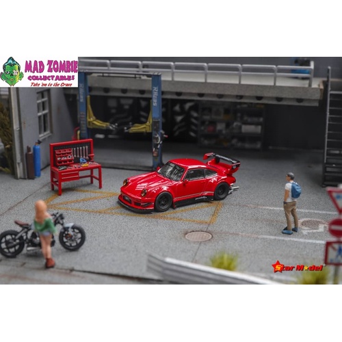 Star Model 1/64 Scale - RWB 930 GT Wing with Exhaust Pipe Details Red Color (Yellow Headlight)  - (PRE-ORDER)