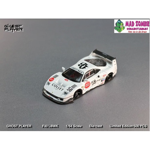 Ghost Player 1/64 Scale - Liberty Walk F40 White Collet #58 Livery - PRE-ORDER