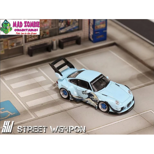 Street Warrior 1/64 Scale - Porsche RWB 993 KANAGAWA SURFING livery (High Wing) - Limited to 500 Pieces World Wide