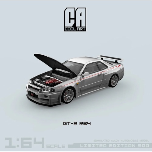 Cool Art - Nissan GT-R R34 - Silver (Limited to 500 Pieces World Wide)