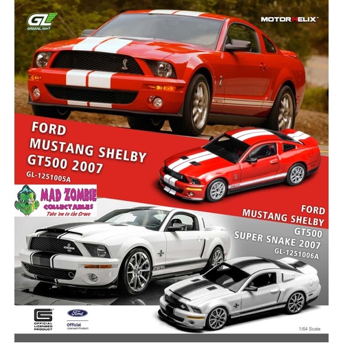 Greenlight x Motorhelix 1/64 - Ford Mustnag Shelby GT500 2007 (Red or White) - (PRE-ORDER)