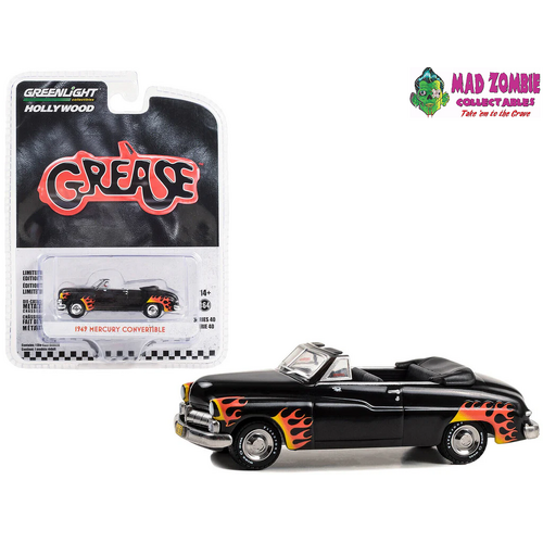 Greenlight Hollywood 1/64 -   Grease -- 1949 Mercury Convertible - Black with Flames