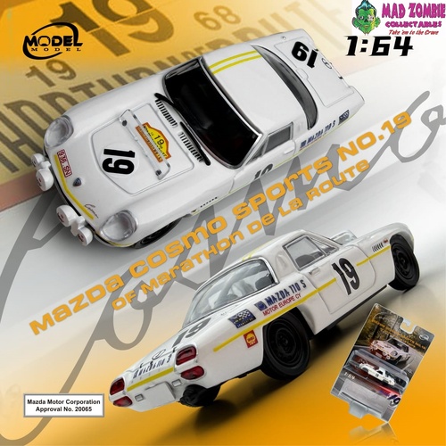 Model Model 1/64 - Cosmo Sport L10A Coupe 1968 White 19# Livery(Marathon De La Route) - (PRE-ORDER)