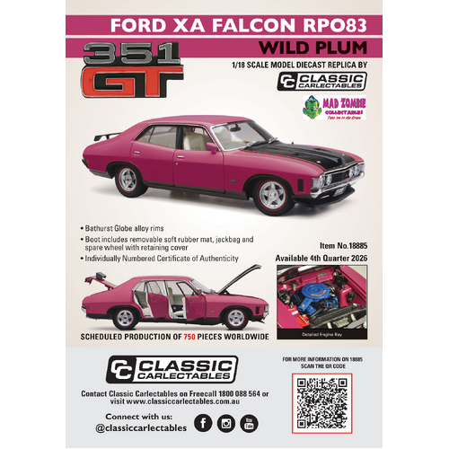 Classic Carlectables 1/18 Scale -Holden VY SS Ute - Phantom Mica - (Limited to 750 Pieces World Wide) - (PRE-ORDER)