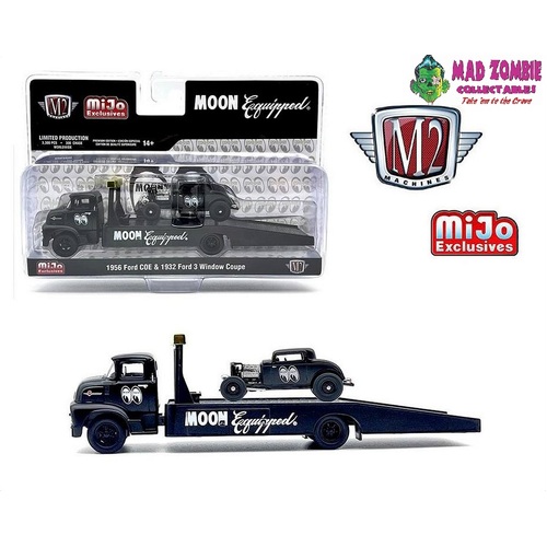 M2 Machines 1/64 Auto-Haulers 1956 Ford COE & 1932 Ford 3 Window Coupe - Matted Black – Mijo Exclusives