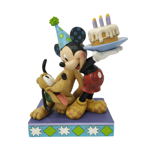 Jim Shore Disney Traditions - Mickey & Pluto - Happy Birthday Pluto Statue