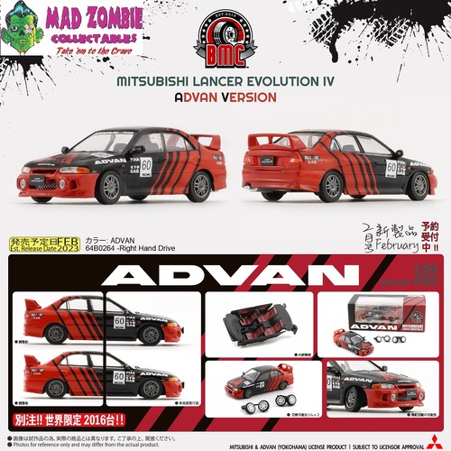 BM Creations 1/64 Scale - Mitsubishi Lancer EVO IV -Advan (RHD)