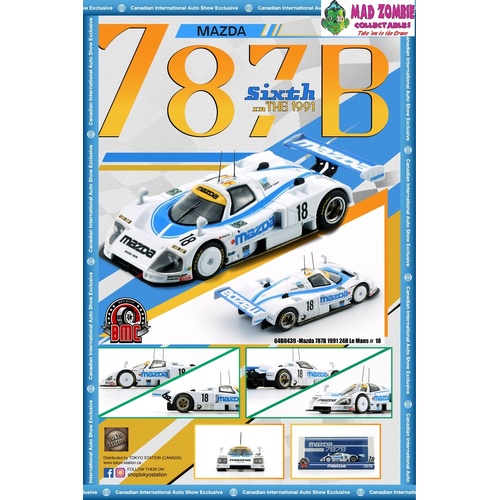 BM Creations 1/64 Scale - Mazda 787B -1991 24h Le Mans #18 White (Canada Exclusive) (PRE-ORDER)