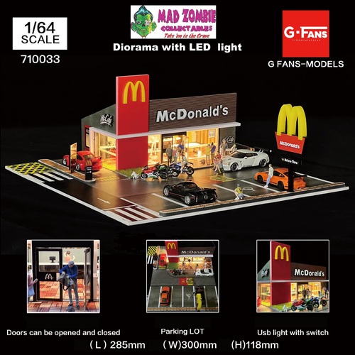 G-FANS - 1:64 Scale McDonald's Ver.2 Restaurant Diorama with LED Lights
