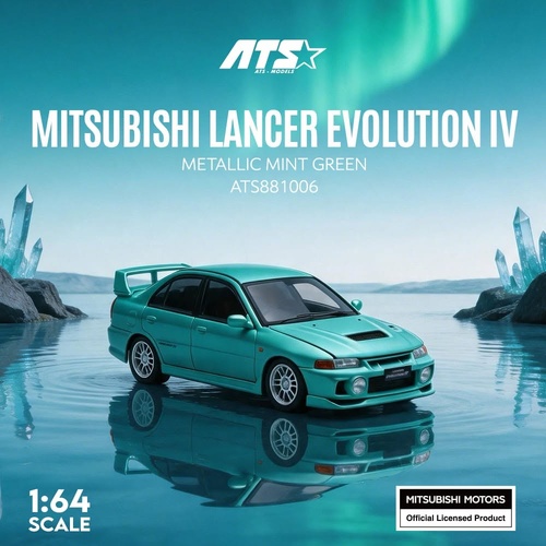 ATS 1/64 - Mitsubishi Lancer Evolution IV Open-Hood, Visible Engine Metallic Mint - (PRE-ORDER)