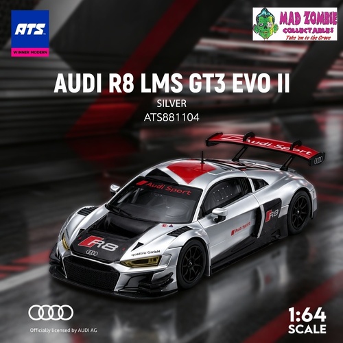 ATS 1/64 - UDI R8 LMS GT3 EVO II - Silver -  (PRE-ORDER)