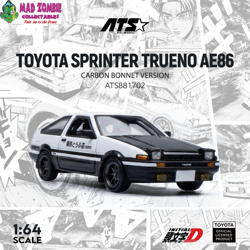 ATS 1/64 - Initial D AE86 Black Bonnet (with Pop Up Headlights) (PRE-ORDER)