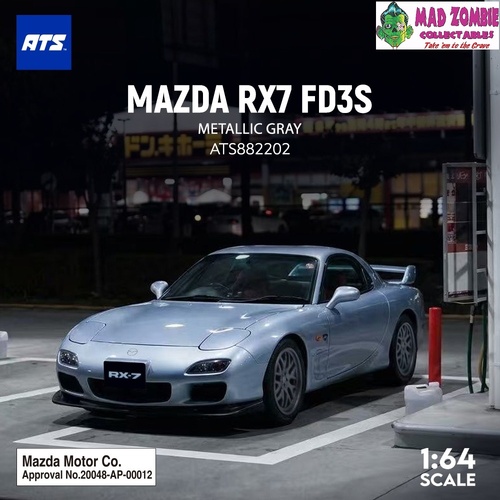 ATS 1/64 - MAZDA RX7 FD3S - Metallic Gray (with Pop Up Lights Feature) -  (PRE-ORDER)