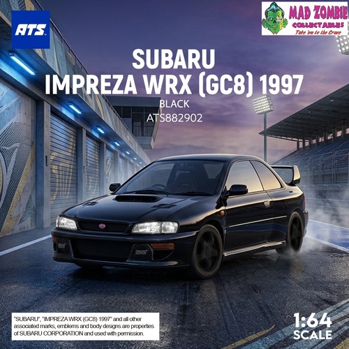 ATS 1/64 - SUBARU IMPREZA WRX (GC8) 1997 - Black (Opening Bonnet) -  (PRE-ORDER)