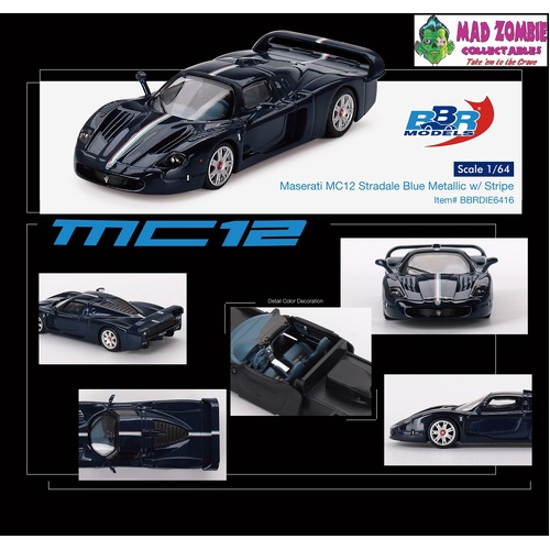 BBR Models - Maserati MC12 Stradale Blue Metallic with Stripe