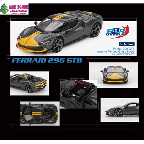 BBR Models - Ferrari 296 GTB Assetto Fiorano Grigio Scuro - PRE-ORDER