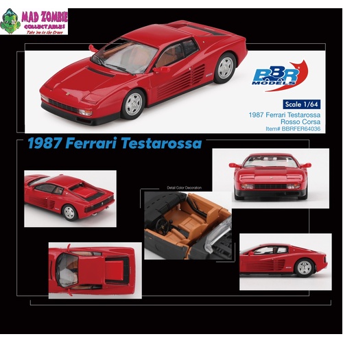 BBR Models - 1987 Ferrari Testarossa  Rosso Corsa - PRE-ORDER