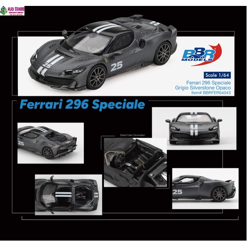 BBR Models - Ferrari 296 Speciale Grigio Silverstone Opaco - PRE-ORDER