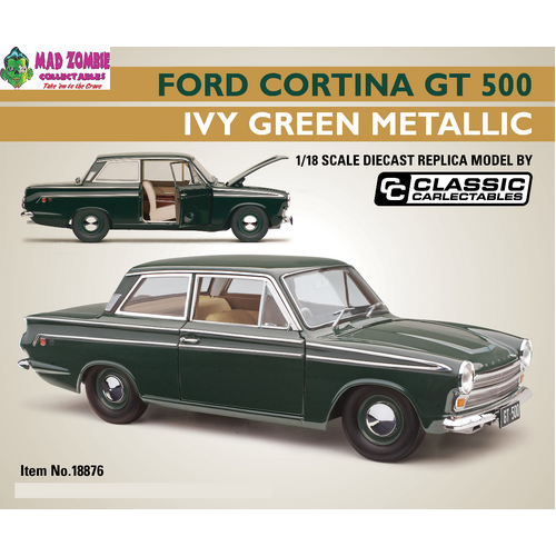 Classic Carlectables 1/18 Scale - Ford Cortina GT 500 Ivy Green Metallic - (PRE-ORDER)