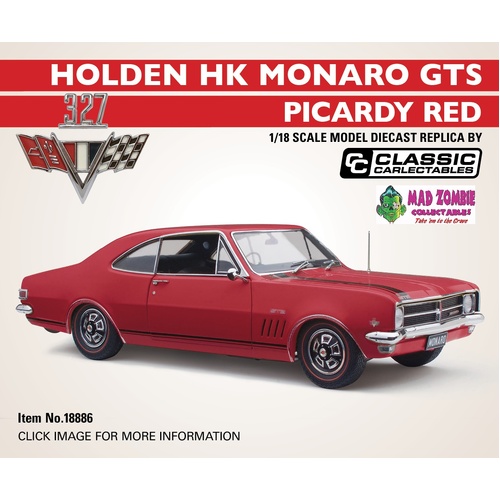 Classic Carlectables 1/18 Scale - Holden HK Monaro GTS 327 Picardy Red - (PRE-ORDER)