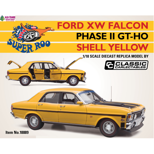 Classic Carlectables 1/18 Scale - Ford XW Falcon GT-HO Phase II Shell Yellow - (PRE-ORDER)