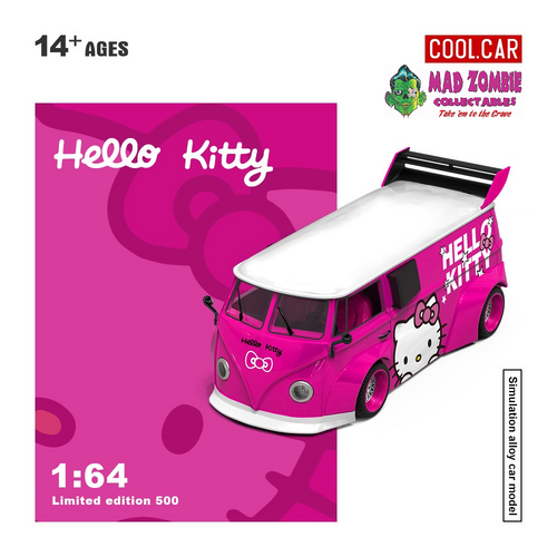Cool Car 1/64 - Volkswagen T1 - Hello Kitty Dark Pink (Limited to 500pcs World Wide) - PRE-ORDER