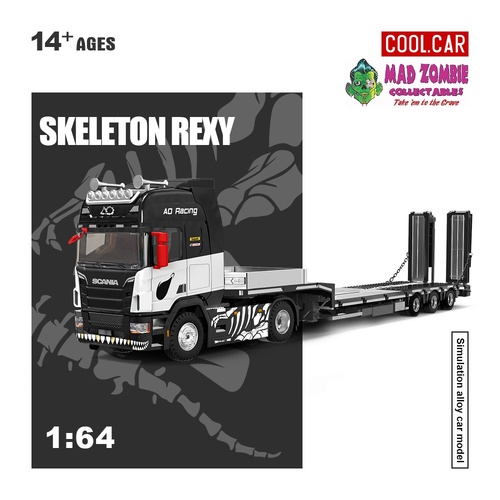 Cool Car 1/64 - Scania Flatbed Trailer - AO Racing Skeleton Rexy Livery - (PRE-ORDER)