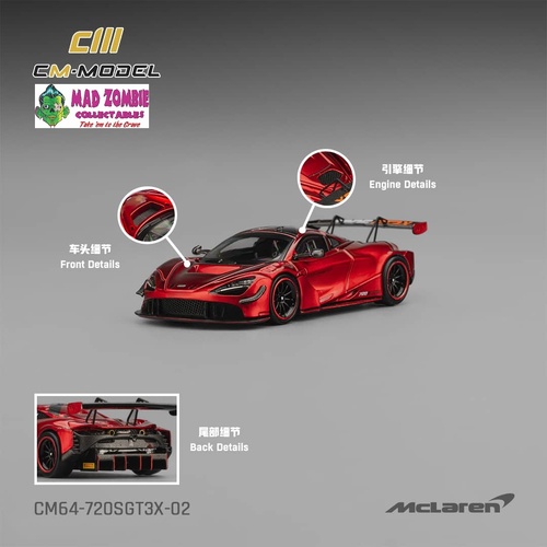 CM Model 1/64 - Mclaren 720SGT3X Metallic Red - PRE-ORDER