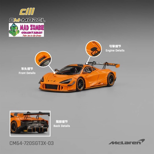 CM Model 1/64 -Mclaren 720SGT3X Papaya Orange - PRE-ORDER