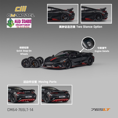 CM Model 1/64 - Mclaren 765LT Matt black - PRE-ORDER