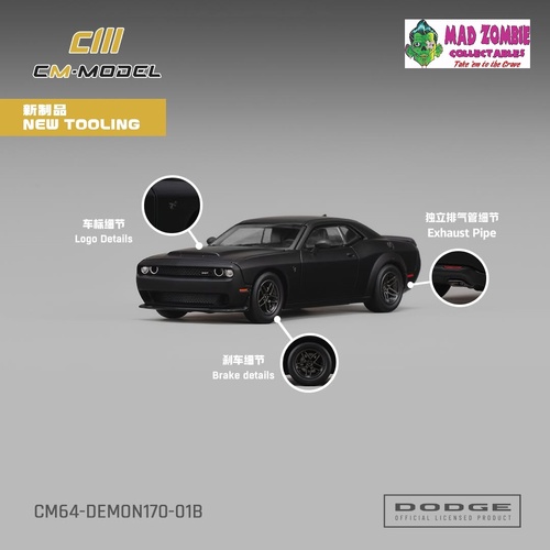 CM Model 1/64 - Dodge Demon 170 Matte Black - PRE-ORDER