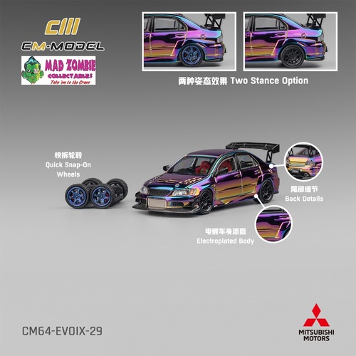 CM Model 1/64 - Misubishi Lancer Evo ix Widebody Chromecolour