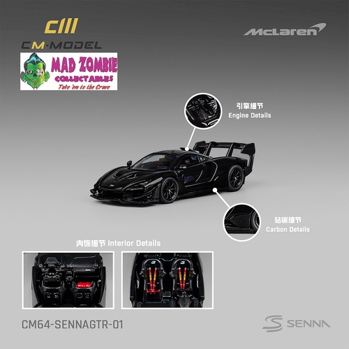 CM Model 1/64 - Mclaren Senna GTR Black