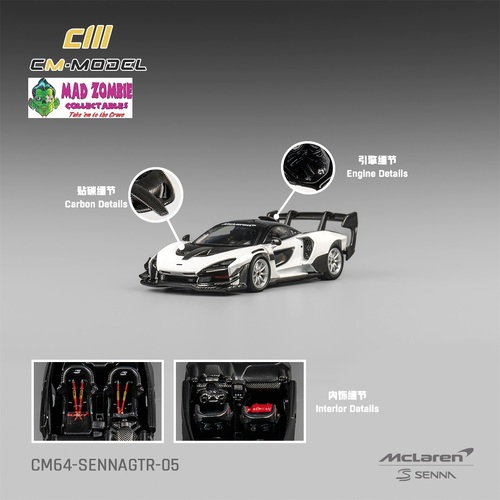 CM Model 1/64 - McLaren Senna GTR White Carbon - PRE-ORDER