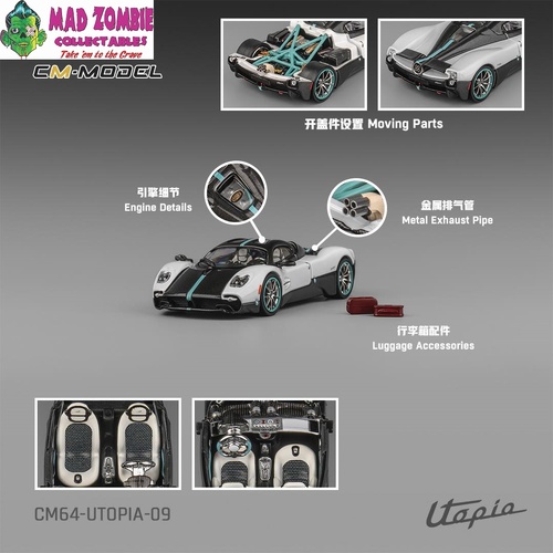 CM Model 1/64 - Pagani Utopia pearl white with carbon - PRE-ORDER