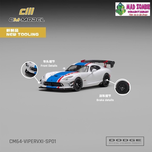 CM Model 1/64 - Dodge Viper VXI ACR White with blue and red stripes - PRE-ORDER