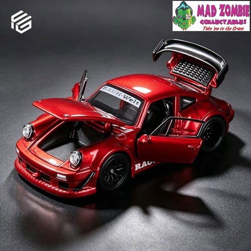 FG Model 1/64 Scale - RWB930 GT Wing Open-Engine & Rear Hoods & Doors, Visible Engine Transparent Red - (Pre-Order)