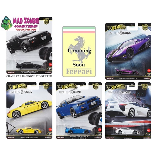 Hot Wheels 1/64 Car Culture N Case – Timeless Icons Assortment - Set of 5 - PREORDER