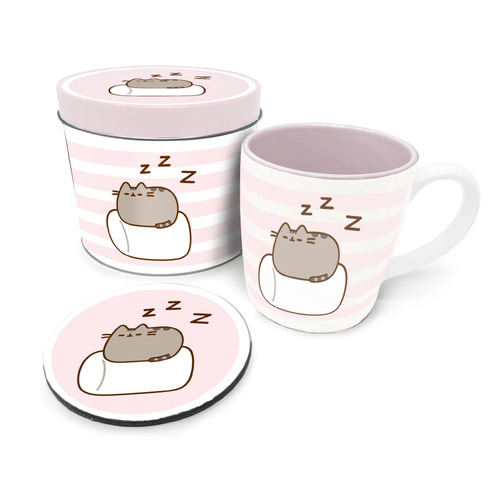Pusheen Gift Set - Marshmellow Coffee Mug, Coaster & Tin