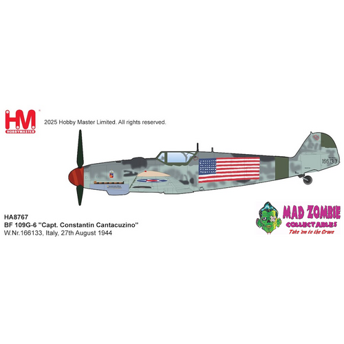 Hobby Master - 1/48 BF 109G-6 "Capt. Constantin Cantacuzino" W.Nr.166133, Italy, 27th August 1944  - (PRE-ORDER)