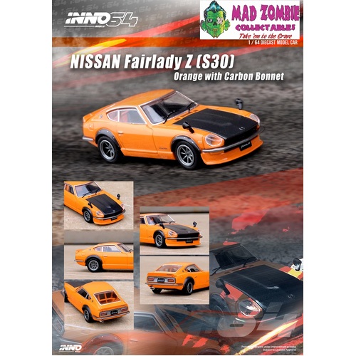 Inno 64 - Nissan Fairlady Z (S30) Orange With Carbon Bonnet