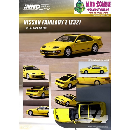 Inno 64 - Nissan Fairlady Z (Z32) Yellow Pearlglow With Extra Wheels