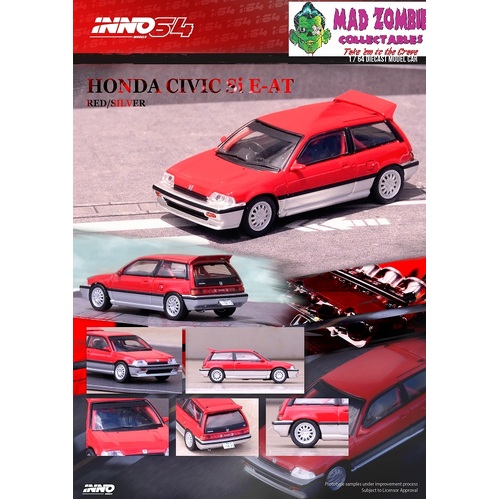 Inno 64 1/64 Scale - Honda Civic Si E-AT Red/Silver