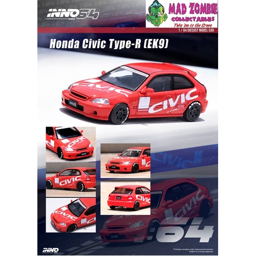 Inno 64 - Honda Civic Type-R (EK9) Red With "CIVIC" Livery