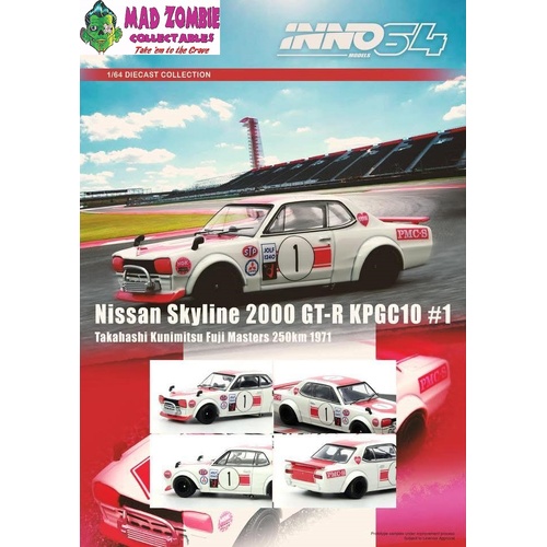 Inno 64 - 1971 NISSAN SKYLINE 2000 GT-R KPGC10 #1 Takahashi Kunimitsu Fuji Masters 250Km 1971 - (PRE-ORDER)